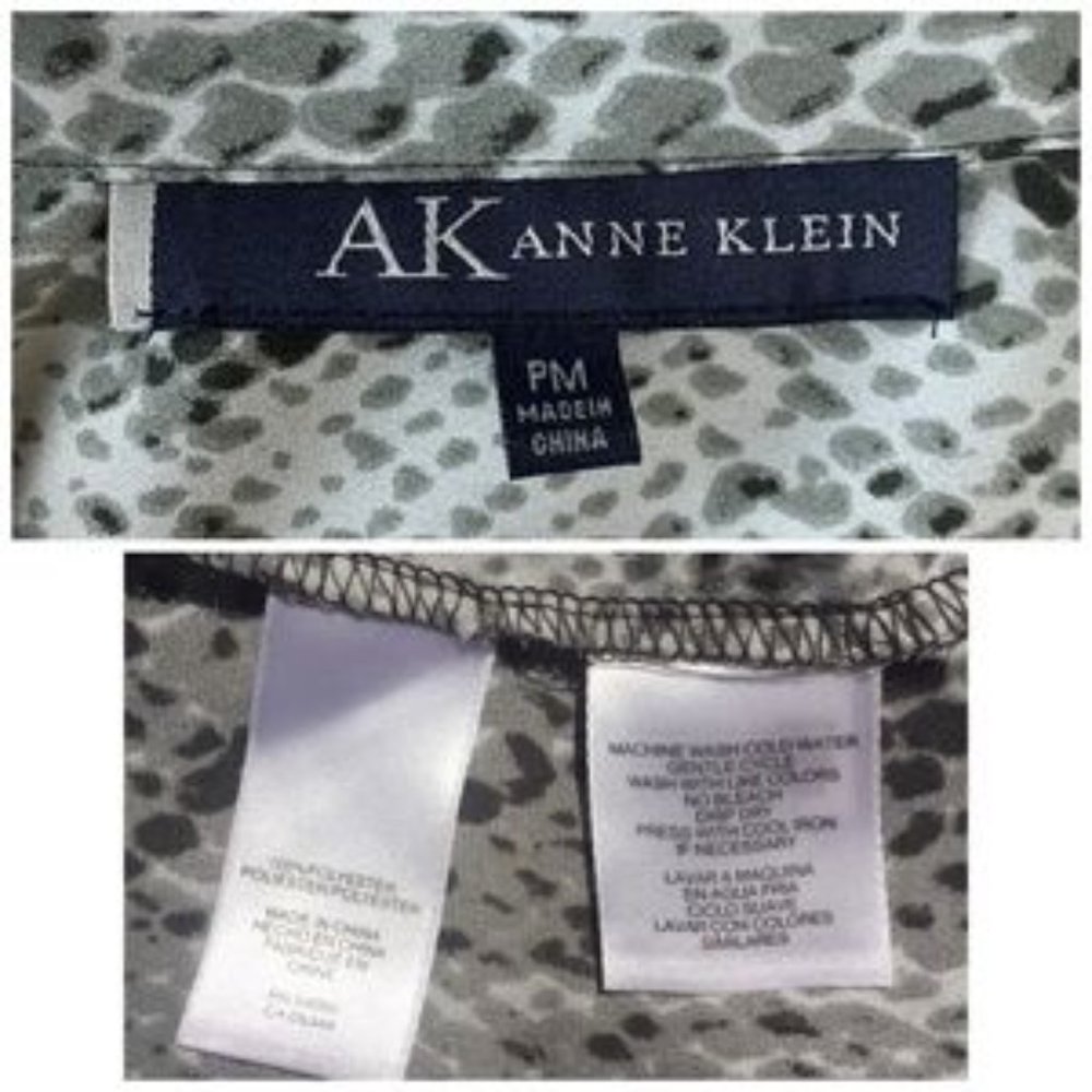 Anne Klein Grey Snake Print Button Up Blouse, PM - Picture 6 of 6